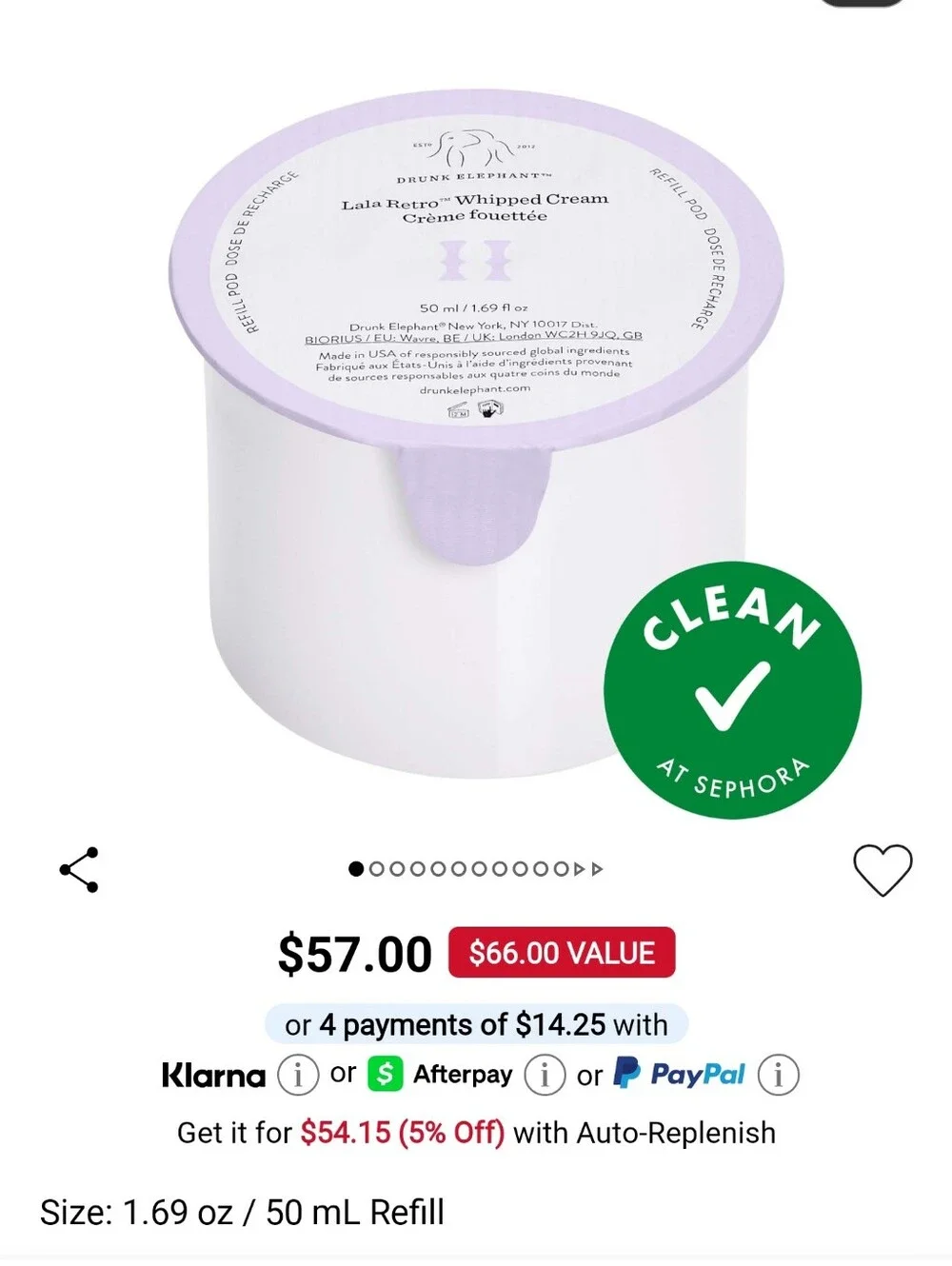 Drunk Elephant Lala Retro Whipped Cream Refill - Lavender and White